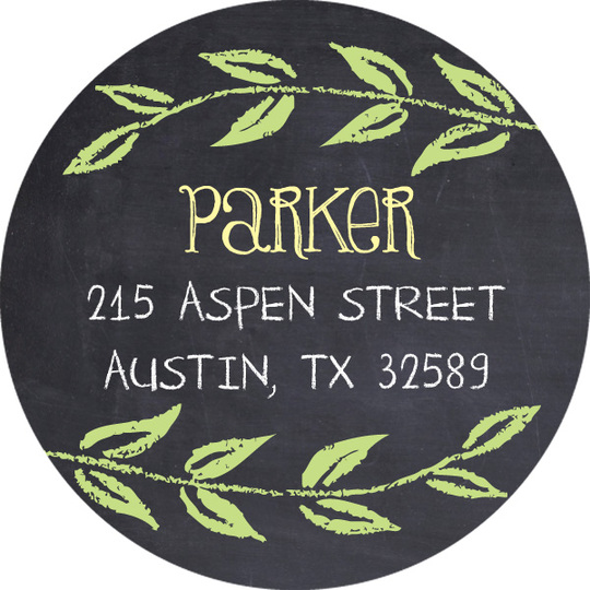 Sweet Yellow Chalkboard Round Address Labels